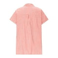 thumbnail image 6 of Ltctricy Button down Shirts for Women Striped Short Sleeve Cotton Linen Dress Shirts Casual Work Tops Collared Office Blouses, 6 of 6