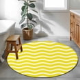 thumbnail image 4 of Area Rug 36in, Yellow Striped Texture Water Ripple Floor Carpet Living Room Rug, Abstract Minimalist Wave Non-Slip Welcome Mat Indoor Rugs for Bedroom Dining Room, 4 of 9