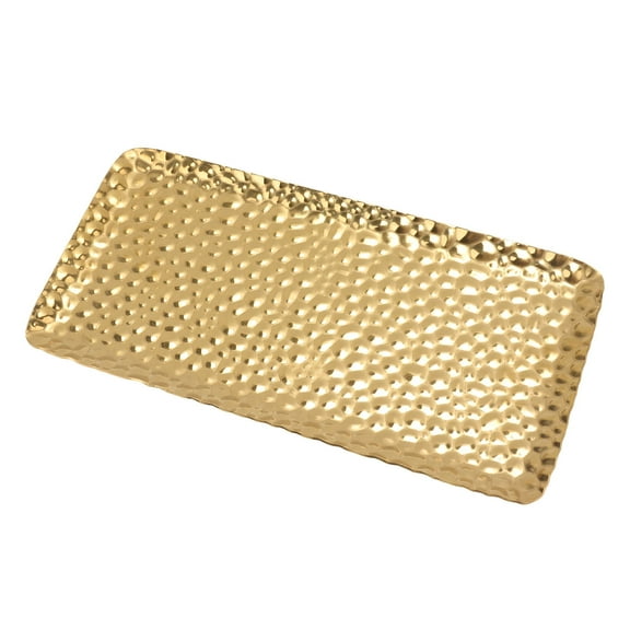 Hammered Tray with Raised Edges Hammered Stainless Steel Metal Rectangular Serving Tray Party Fruit Plate Copper Finish Organizer b