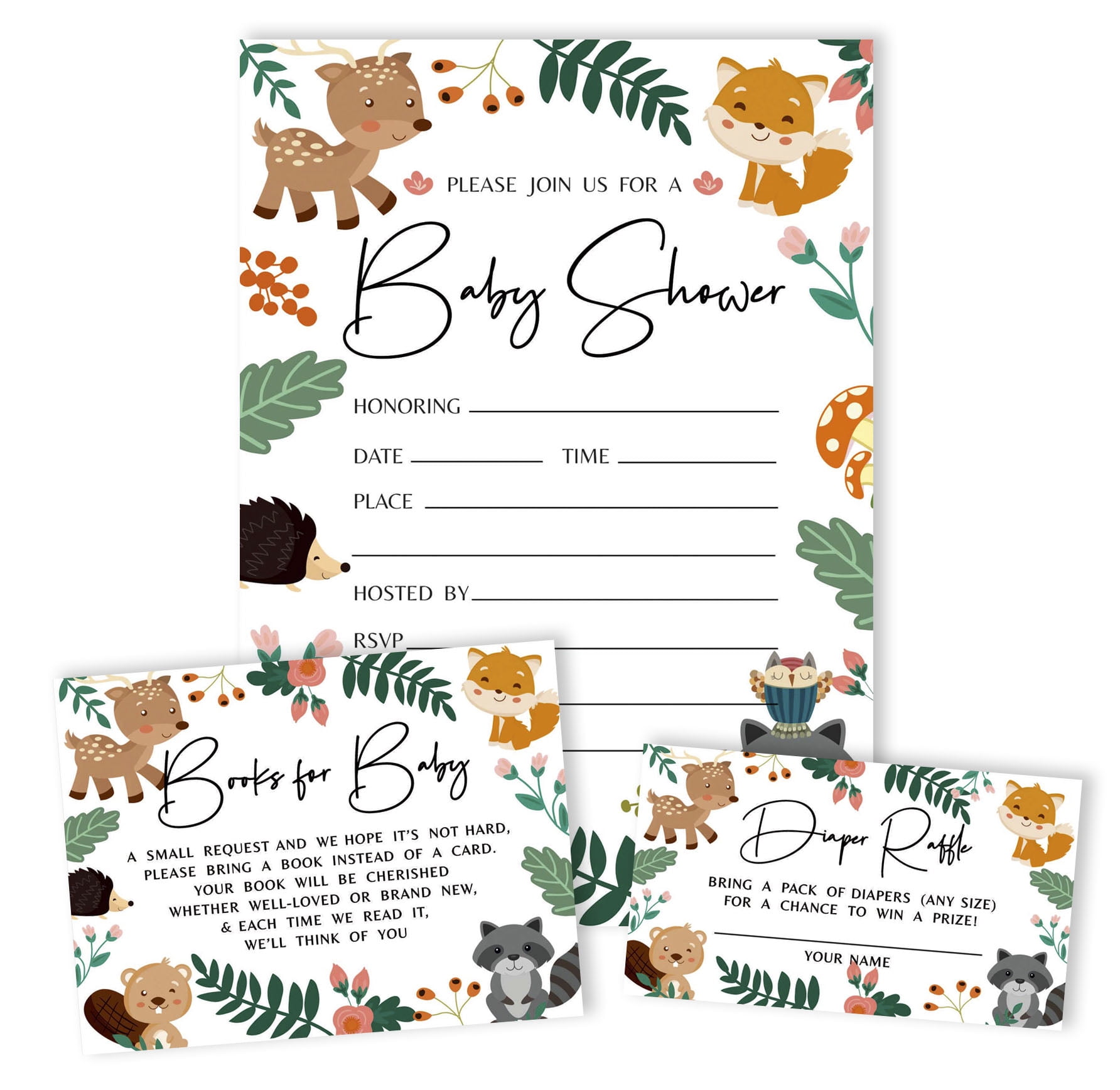Inkdotpot Set Of 30Jungle Animals Baby Shower Invitations-Diaper Raffle Tickets And Baby Shower Book Request Cards Gender Neutral Invites Its A Boy Its A Girl