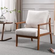 Okeysen Modern Fabric Accent Chair,Waist Cushion Reading Oversized Retro Chair with Solid Wood Frame, Upholstered Side Lounge Arm Chair for Living Room,Bedroom Waiting Room