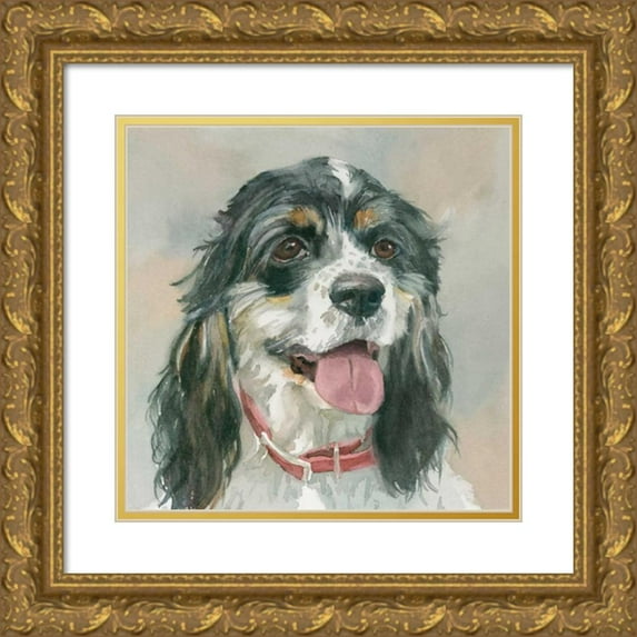 Fagan, Edie 12x12 Gold Ornate Wood Framed with Double Matting Museum Art Print Titled - Winston Cocker Spaniel