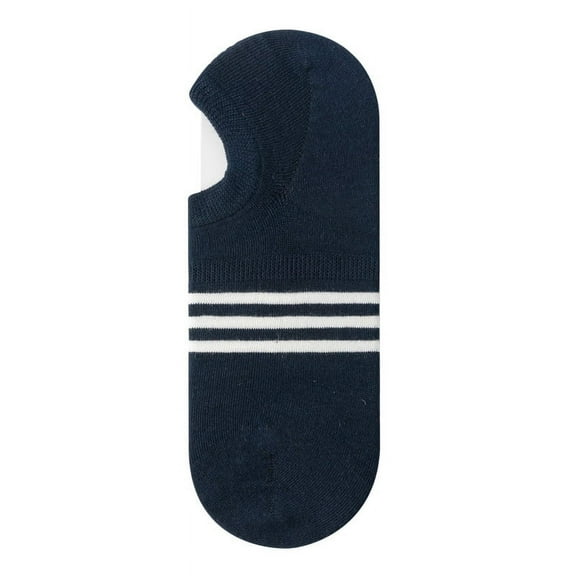 Zhuge 3 pairs of Men’s No Show Anti-Slip Socks with Silicone Heel Grip, Moisture-Wicking Low-Cut Invisible Liners for Casual Wear，Dark Blue