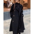 thumbnail image 4 of sicmoss Women's Black Double Breasted Wool Pea Coat Notch Lapel Midi Winter, 4 of 6