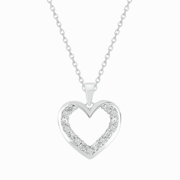 Cali Trove 1/20 ct. Diamond Heart Pendant Necklace in 925 Sterling Silver for Women