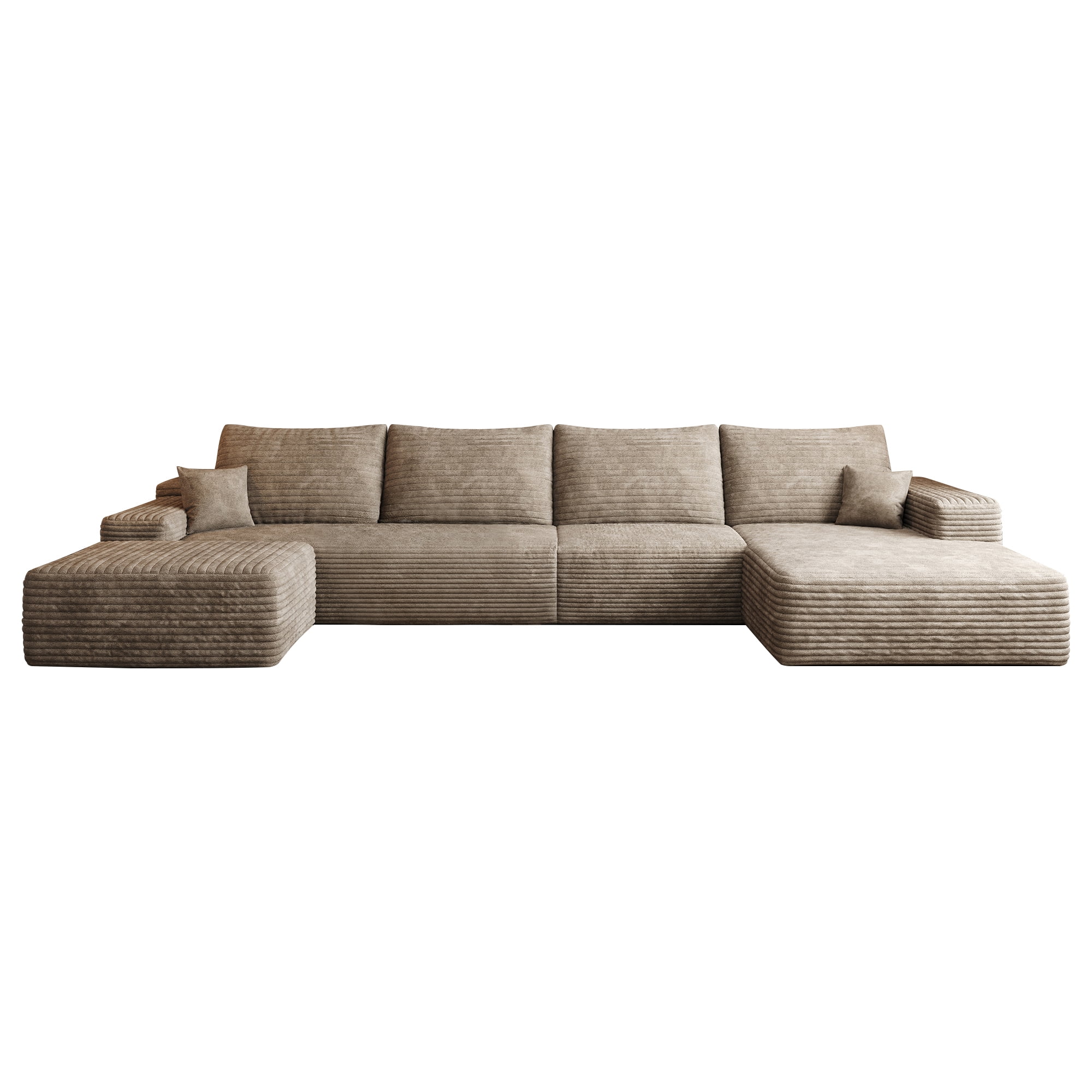 MAYEERTY 135" Cloud Sectional Sofa Couch Boneless Compressed Memory Comprimido Foam No Assembly Required