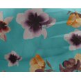 thumbnail image 4 of oneOone Georgette Viscose Turquoise Blue Fabric Flower & Leaves Watercolor Fabric For Sewing Print Craft Fabric By The Yard 42 Inche Wide, 4 of 4