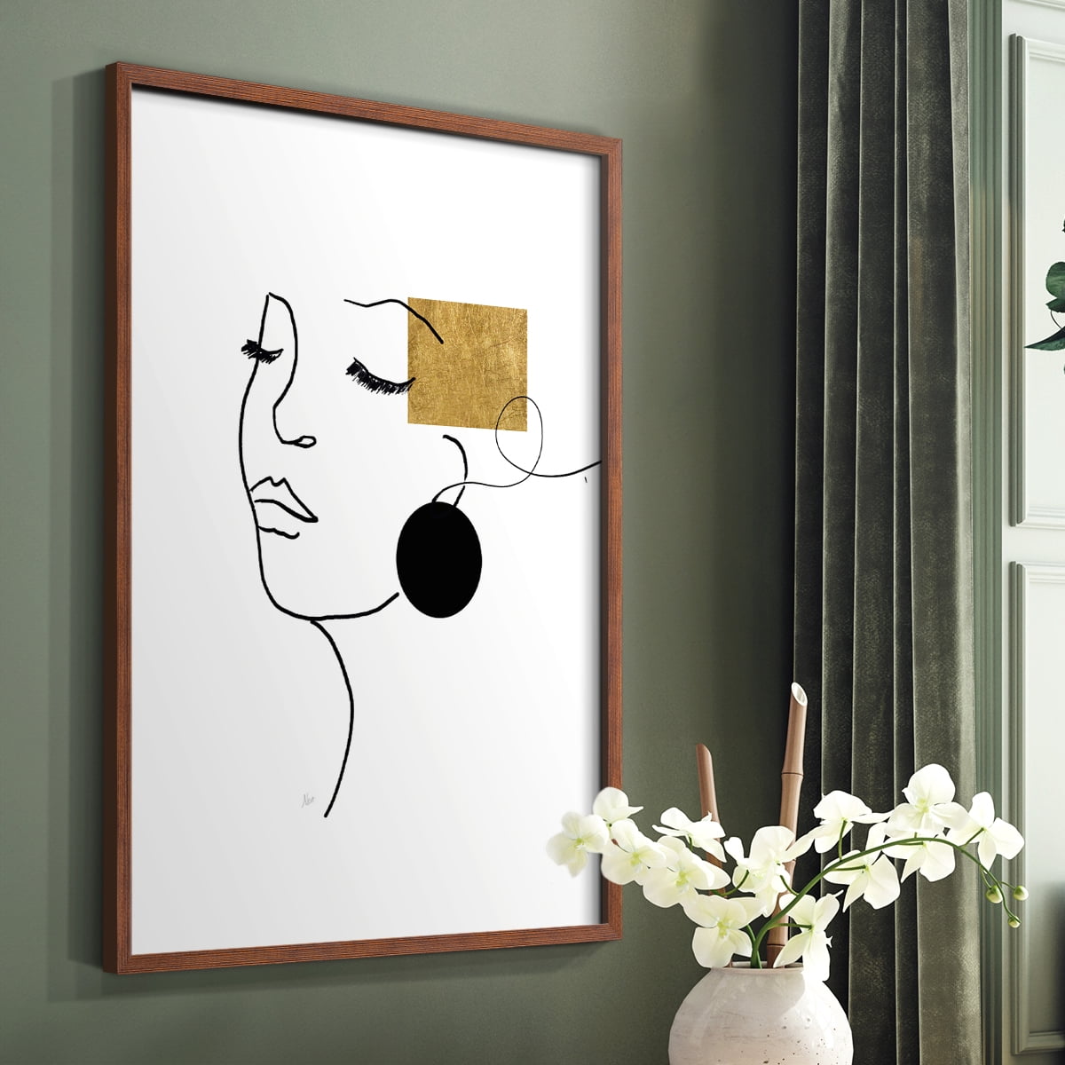 Shapes and Lines II in Brown Solid Wood 8 x 10 Framed Print