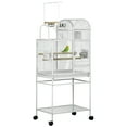 thumbnail image 2 of PawHut 55" Large Parrot Cage with Toy Hooks Above Top Bird Perch, Tray, Food Cups, Rolling Stand, Bird Cage for Cockatiels, Parakeets, Lovebirds, 2 of 9