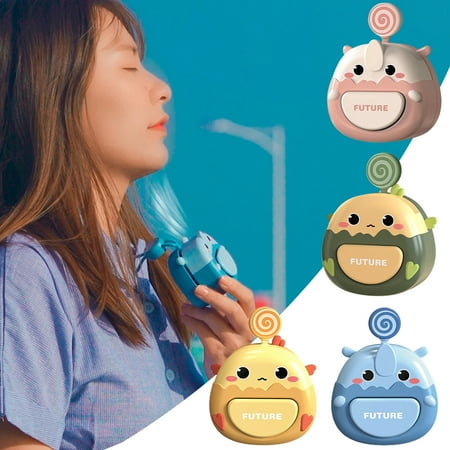 

Hariumiu 500mAh Neck Fan Rechargeable Leafless Design - Cartoon Pet Egg Mini Fan with Hanging Rope 3 Speeds