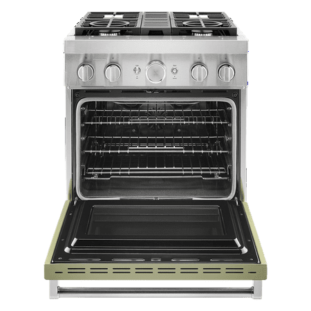 KitchenAid - 4.1 Cu. Ft. Freestanding Dual Fuel True Convection Range with Self-Cleaning - Avocado cream