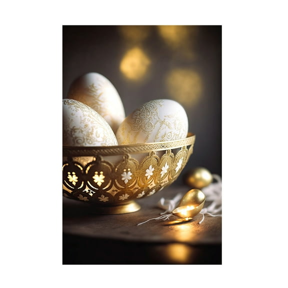 Canvas Wall Art - Treechild 'Ornamented Eggs' Wall Art for Living Room, Bedroom, or Office D?cor by Trademark Fine Art - 12 x 19 Inches