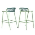 thumbnail image 3 of Darcy Modern Rope Weave Outdoor Patio Bar Stool, Aluminum Frame, Sage, Set of 2, 3 of 11