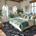 thumbnail image 3 of SUNDEREY 8'x10' Floral Washable Rugs, Boho Area Rug for Living Room, Soft Large Bedroom Rug 8x10ft Under Bed, Flower Non Slip Ultra Thin Carpet for Dining Room Nursery Office, Black, 3 of 8