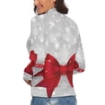 thumbnail image 3 of Shiny Silver Starry Christmas with Red Bow Tie Women's Turtleneck Sweater Long Sleeve Ribbed Fitted Turtle Neck Casual Fall Winter Collection Top XL, 3 of 4