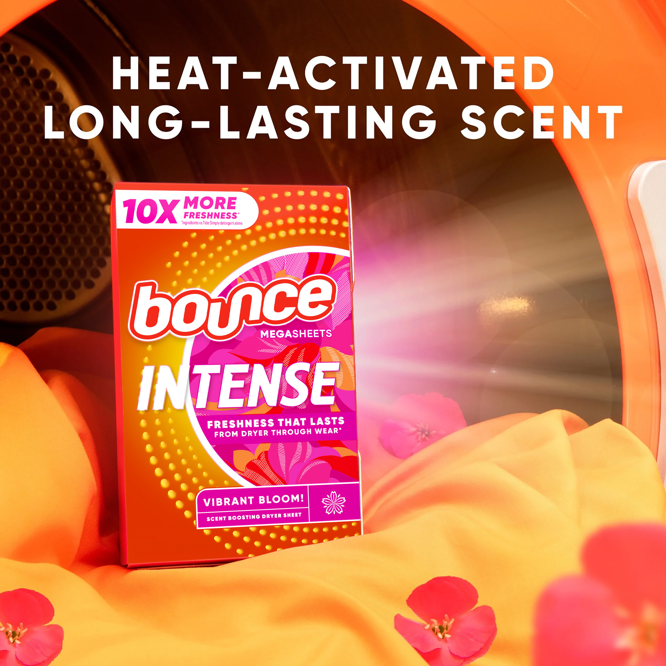 Bounce Intense Dryer Sheets, Vibrant Bloom Scent, 60 Count photo 3