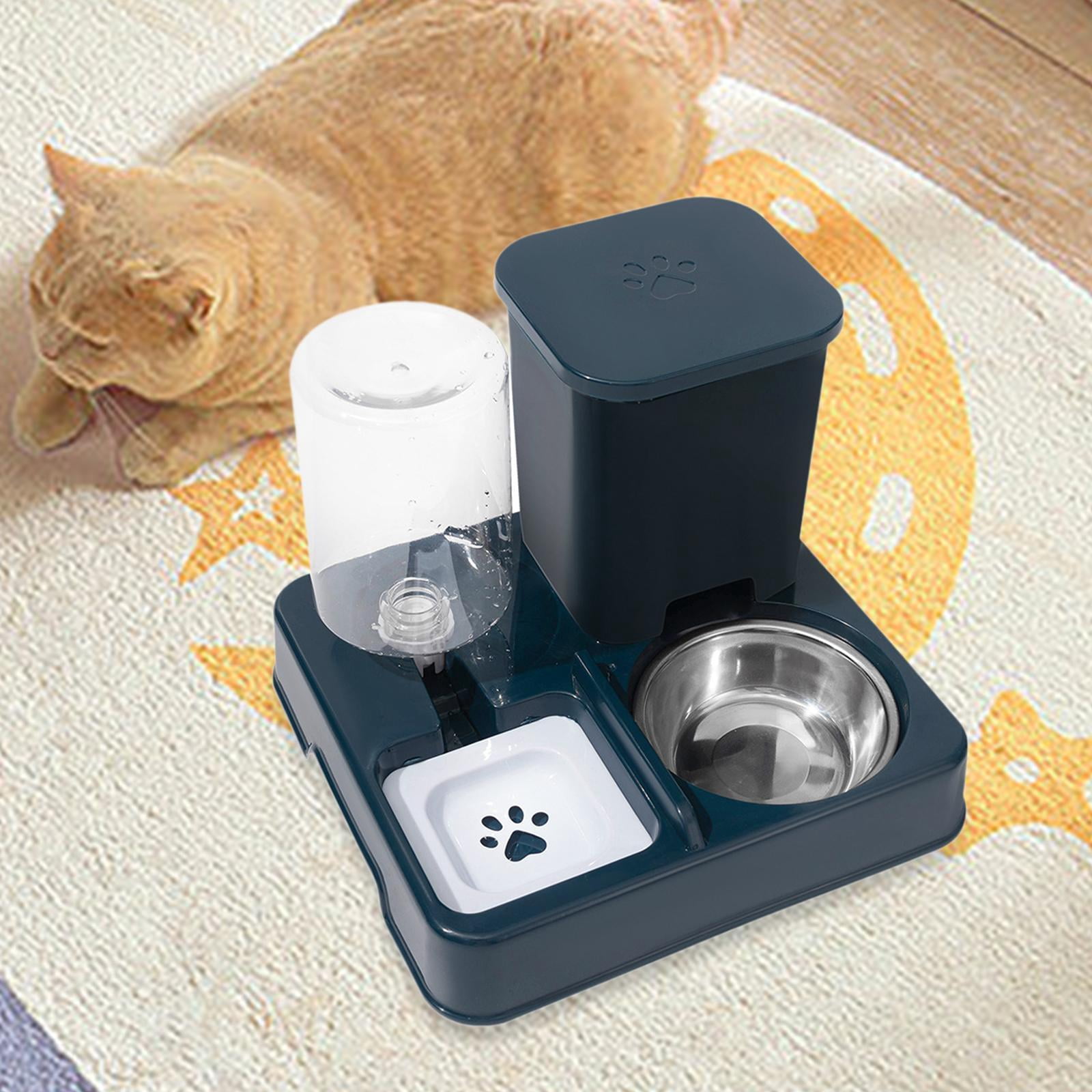 balikha Automatic Dog Cat Feeder 2 in 1 Feeder and Water Dispenser Easily Clean Large Capacity Dry and Wet Separation for Dogs Rabbits dark blue