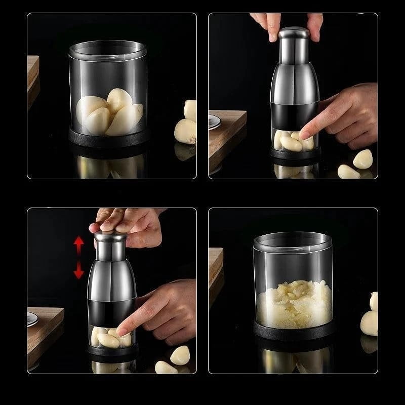Manual Pressed Chopper, 2025 Upgraded Compact Mini Dicer Food Chopper,Functional Manual, Stainless Steel Hand Food Garlic Press for Mincing Garlic Press With black protective case