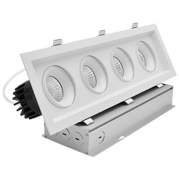 LUXRITE 4-Head Rectangular Regressed Gimbal LED Recessed light, 360 15 Swivel, 5CCT, 15W, 1000LM, 60, Dimmable