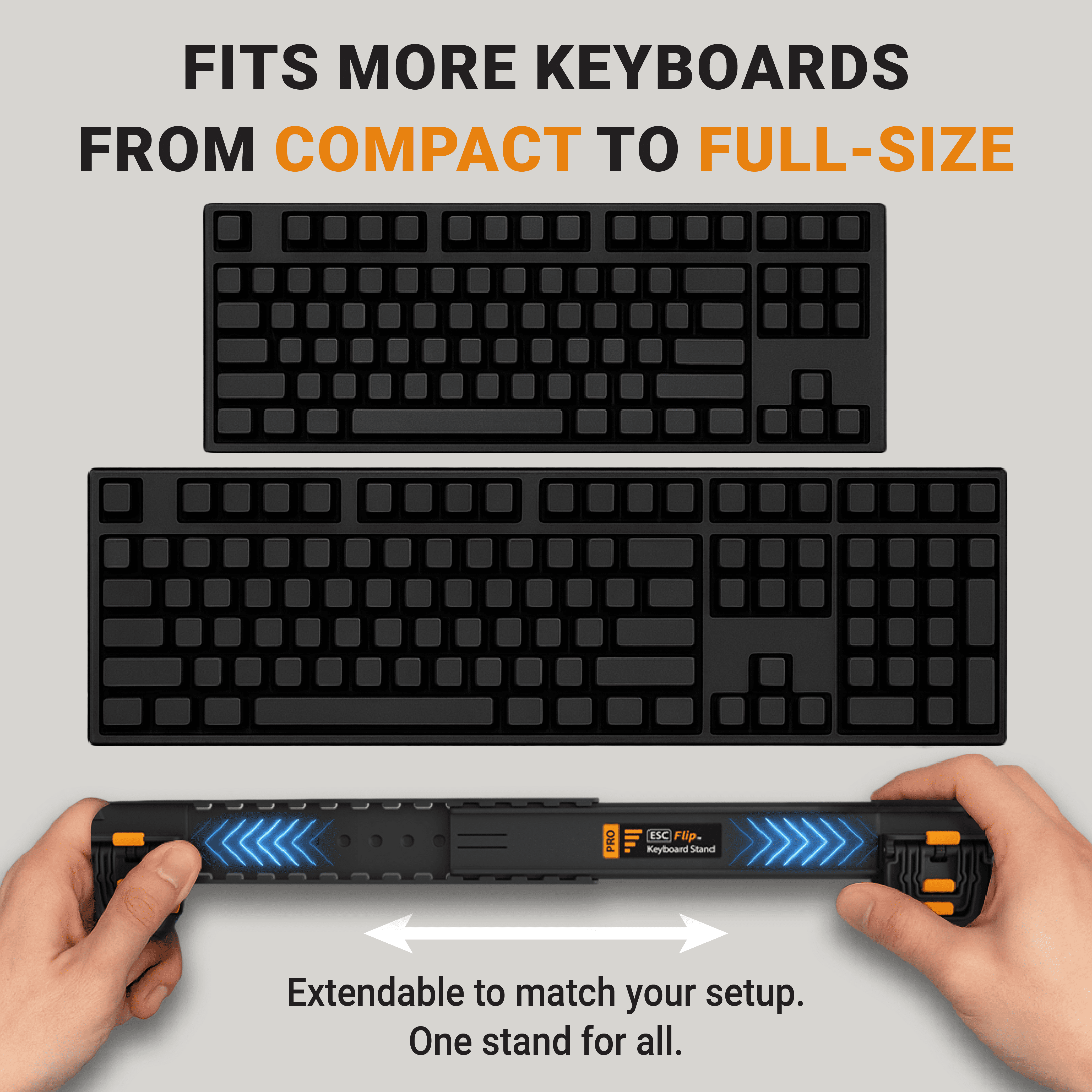 ESC Flip PRO, Adjustable Computer Keyboard Stand & Portable Laptop Stand, Ergonomic Desk Stand for Compact & Full-Size Keyboards