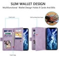 thumbnail image 2 of Wallet Case for iPhone 14 6.1 inch, Retro 9 Card Holder Slots Zipper Pocket Handbag Case Magnetic Closure Kickstand with Wrist Strap TPU Shockproof Flip Case - Glitter Purple, 2 of 15