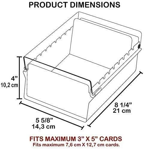 Acrimet 3 x 5 Card File Holder Organizer Box Metal Base Heavy Duty (AZ Index Cards and Divider Included) (Green Color with Clear Crystal Plastic Lid Cover)