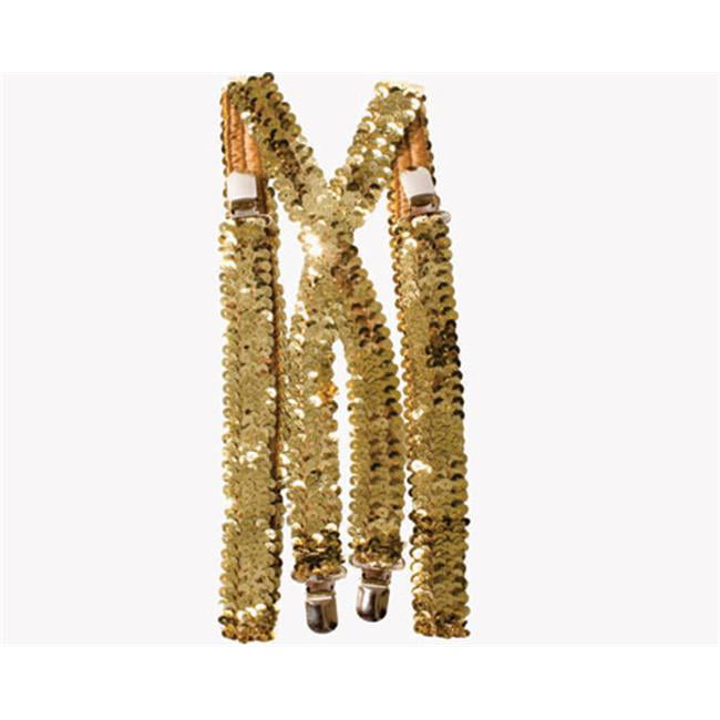 CTM® Womens Elastic Sequins Suspenders Gold