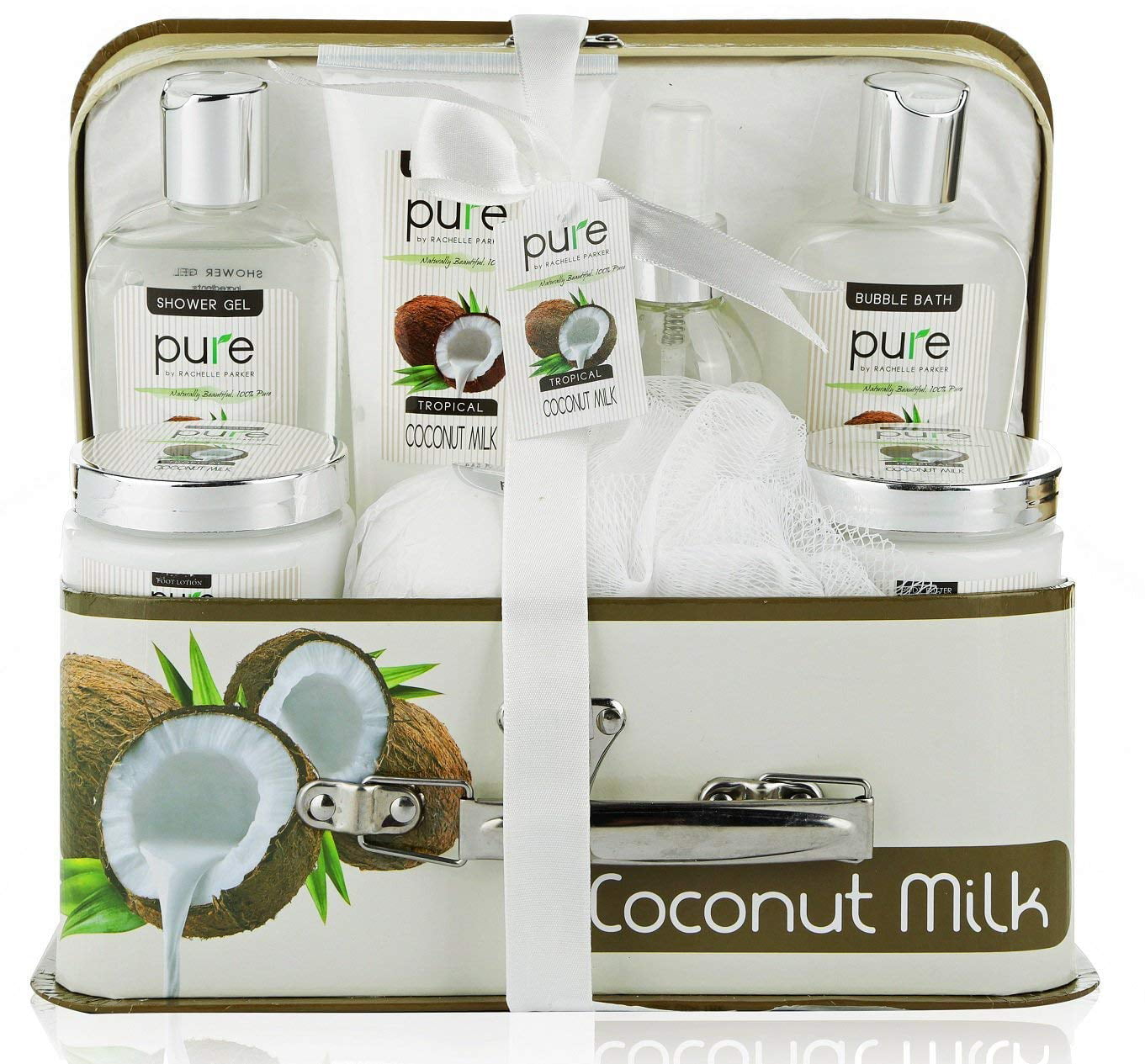 Coconut Spa Gift Basket for Women Bath & Body Gift Set