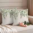 thumbnail image 3 of 2 Pack Outdoor Waterproof Throw Pillow Covers,Sage Green Leaves Plant Decorative Square Pillow Case Patio Pillowcases for Chair Couch Sofa 16x16in, 3 of 9