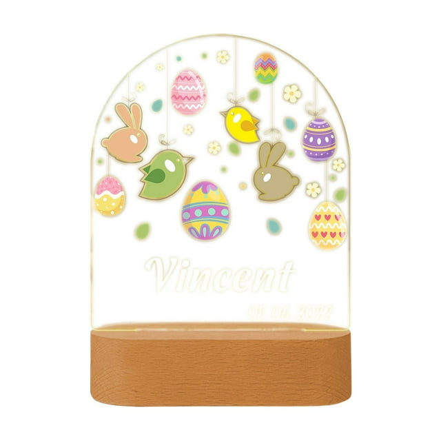 Easter Bunny Holiday Egg Celebration Personalized Led Ambient Night Light For Kids Usb Powered