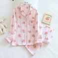 thumbnail image 3 of Municipal Autumn Winter Women Pajama Set 100% Cotton Long Sleeved Pants 2 Piece Set Ladies Peach Print Homewear Autumn Thin Sleepwear, 3 of 6