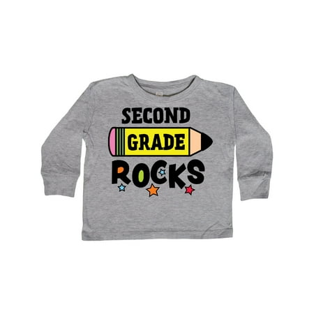 

Inktastic 2nd Grade Rocks with Pencil and Stars Gift Toddler Boy or Toddler Girl Long Sleeve T-Shirt