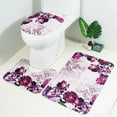 thumbnail image 3 of 4 Pcs Bathroom Shower Curtain Set Purple Peony Shower Curtain Bathroom Sets with Rugs (Bath Mat,U Shape and Toilet Lid Cover Mat) and 12 Hooks, 3 of 7