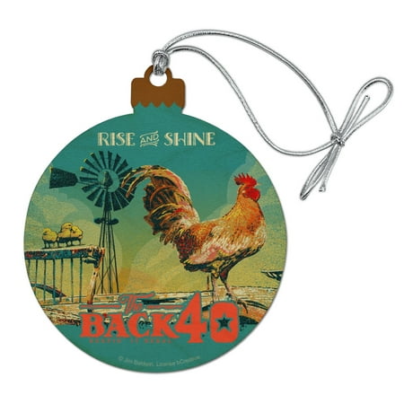Back 40 Barn Keepin' It Rural Rise and Shine Rooster Farm Farming Wood Christmas Tree Holiday
