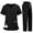 02-Black, variant on Women Scrubs Sets Stretch Tops with Pockets & Cargo Pants Jogger Nurse Work Uniform Quick Drying