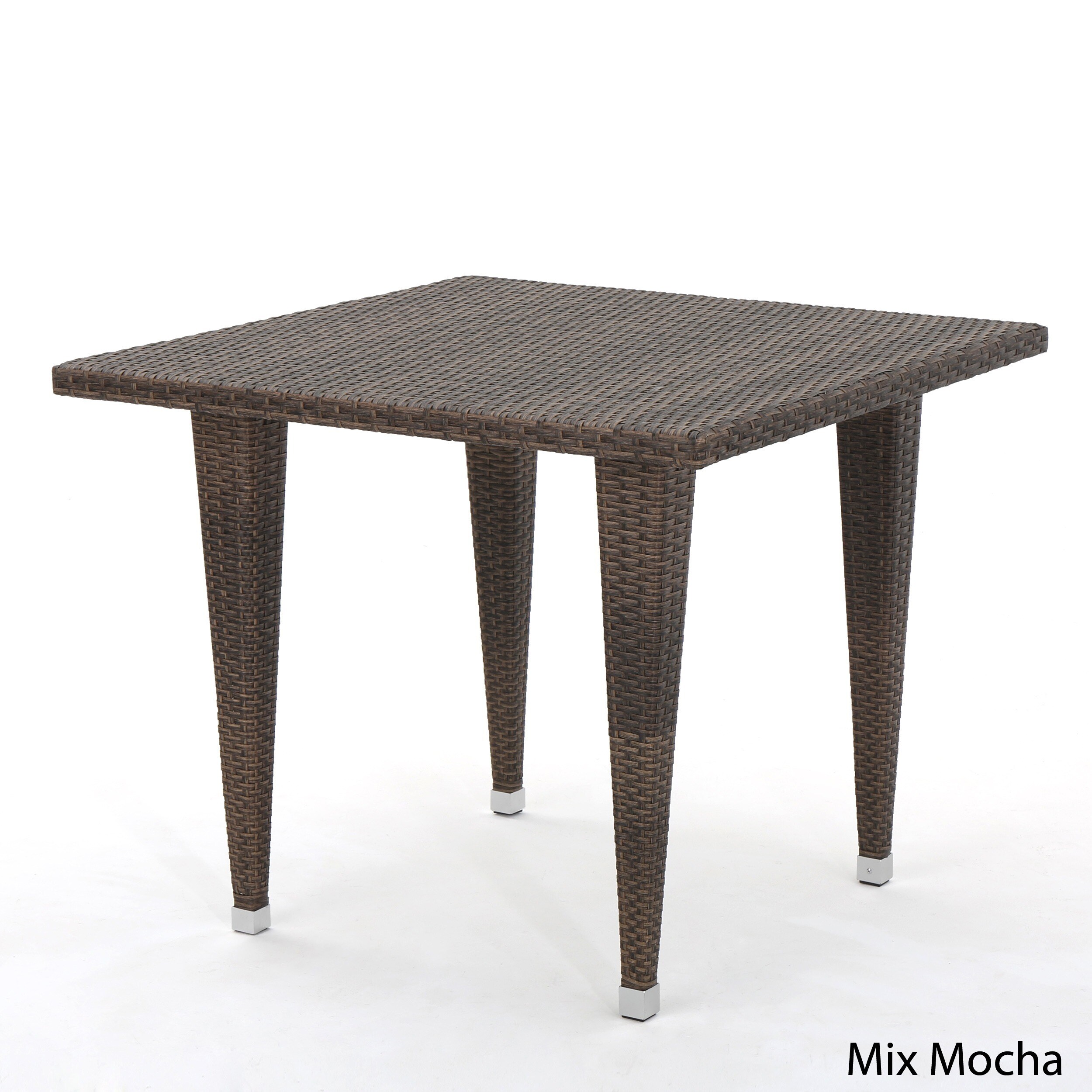 GDF Studio Barry Outdoor Wicker Square Dining Table, Multibrown - image 3 of 5