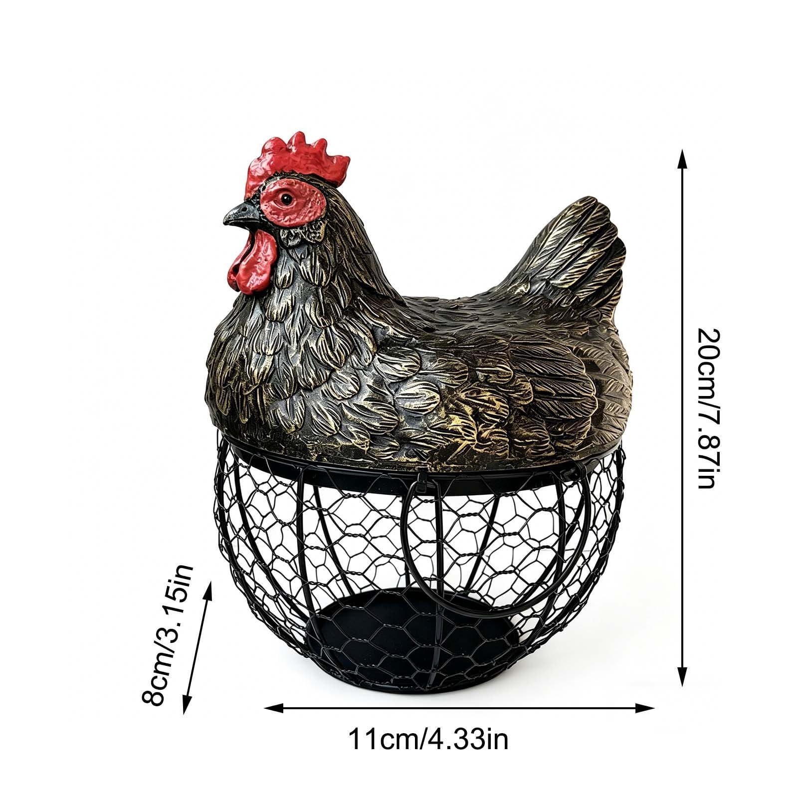Hen Shape Egg Rack, Wire Egg Basket Fruit Basket, Storage Decoration, Kitchen Storage Decoration 8cm (Black)