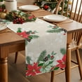 thumbnail image 2 of Table Runner 36 Inch Long - Vintage Christmas Pine NeedlesDecorative Table Scarf,Red Flowers on LinenDining Table Runners for Wedding Party Kitchen Dining Tables, 2 of 9