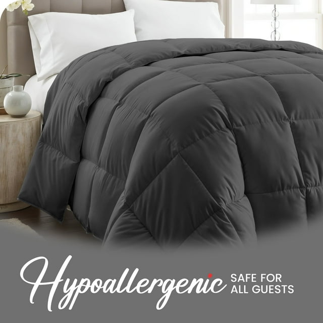 Canadian Linen Couette Taille Complète Grise, Insert de Couette avec Onglets de Coin, Piqué en Boîte Rafraîchissant Chaud d'Hiver Collection Hôtelière de Luxe Réversible Hypoallergénique Ensemble de Literie Premium - Double