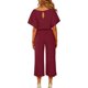 thumbnail image 3 of Gibobby Monos de Moda Casual Verano Color Sólido Sin Mangas Pantalones Capri Cintura Alta Corbata Mono(Vino， S), 3 of 4