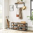 thumbnail image 2 of 3-Tier Shoe Rack with Seat, Metal Mesh Shelf Storage Bench for Entryway Organizer, Rustic Brown, 2 of 7