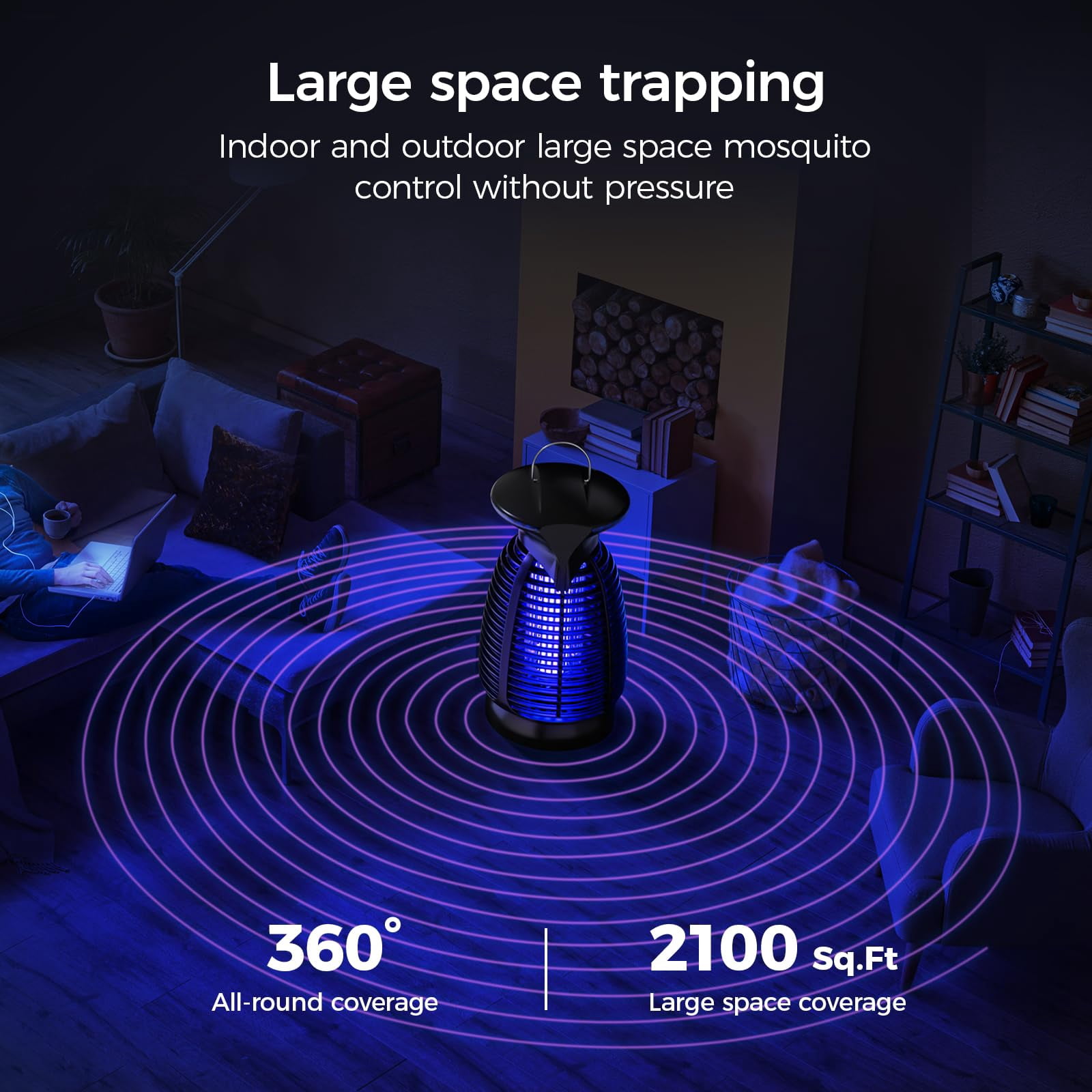 Outdoor Zapper With Led Light - Electric Mosquito Killer Fly Insect And Indoor For Home Kitchen  Patio Backyard