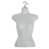 SSWBasics Female Shatterproof Molded Frosted Shirt Form With Hook - Fits Women’s Sizes 5-10 - Hanging Fashion Form Mannequin to Display Clothing and Accessories