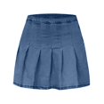 thumbnail image 5 of oqasdz Stylish Women's Short Pleated Solid Color Loose Comfortable Denim Skirts for Women Casual Party Wedding Formal Work Wear, 5 of 5