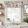 thumbnail image 2 of Abstract Stripes Valance Curtain for Windows Red Orange Blue Gradient Wavy Lines Leaf Rod Pocket Curtain Valances Short Window Treatments Panels for Kitchen Bathroom Laundry Basement 42 x 12 Inch, 2 of 9