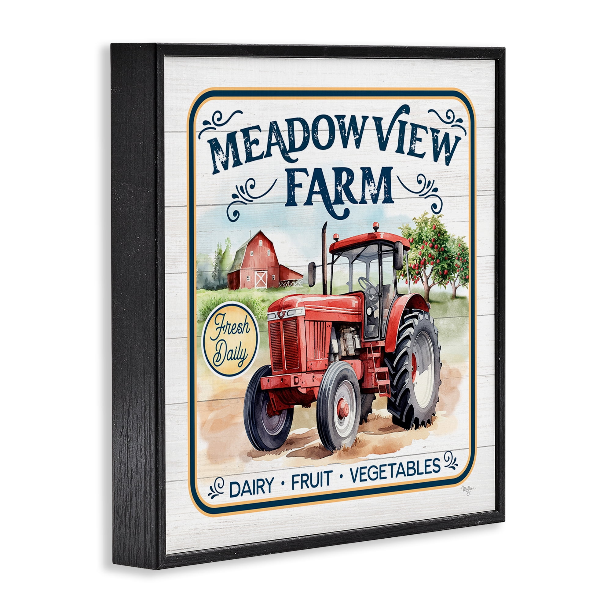 Stupell Industries Meadowview Farm Tractor Transportation Painting Black Framed Art Print Wall Art, 17 x 17