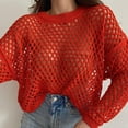 thumbnail image 3 of CENL Women Mesh Fishnet Crop Tops Long Sleeve Crew Neck Sexy Hollow Out Loose Shirts, 3 of 9