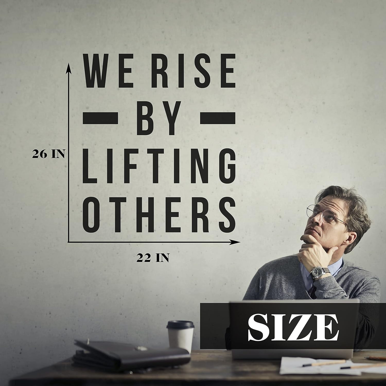 QTH Large We Rise by Lifting Others Wall Sticker Inspirational Wall Decal Motivational Office Decor Quote Wall Art Vinyl Wall Decal School Classroom Affirmation Words and Saying