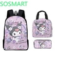 thumbnail image 4 of Sanrio Kuromi-mochila con estampado 3D para niños, morral deportivo de gran capacidad para estudiantes de primaria, bolsa de almuerzo, 3 piezas, 4 of 4