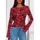 thumbnail image 2 of Blusa PRETTYGARDEN para Mujer Manga Larga Floral en Malla Roja, 2 of 8